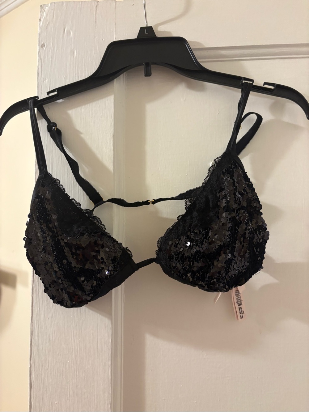Victorias Secret Black Sequin Lace Bralette - Women Intimates & Sleepwear